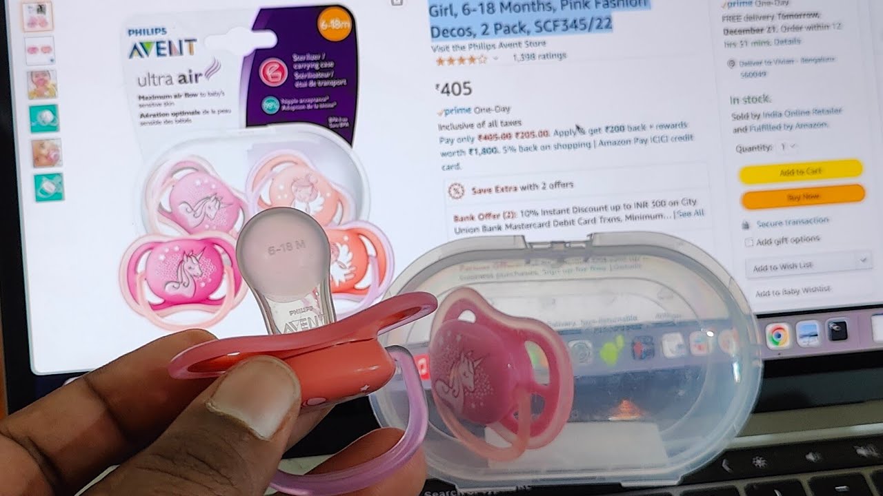 Philips Avent Ultra Air Pacifier for Girl, 6-18 Months