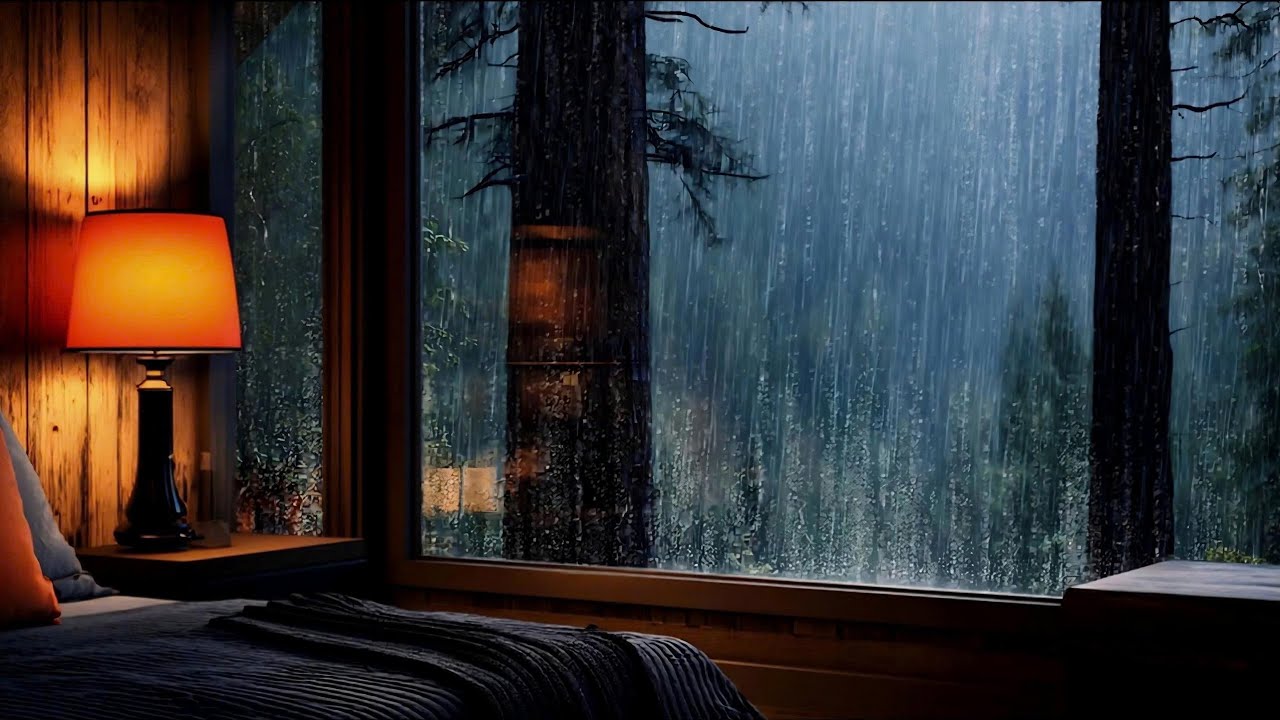 Rain & Wind on Window • Cozy Night Ambience | Deep Sleep Sounds