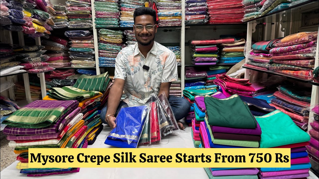 Mysore Crepe Silk Sarees Wholesale Bangalore | Single Saree Courier Available