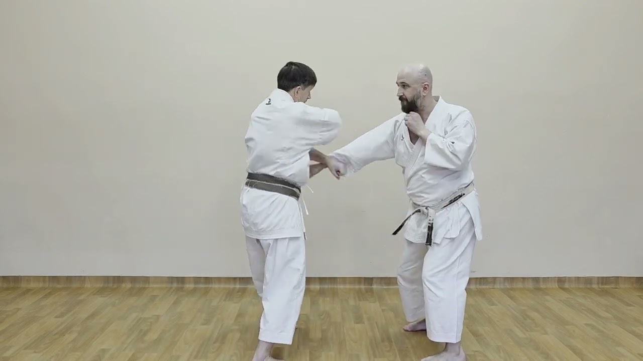 Jiyu ippon kumite training at middle-distancе (arm's length distance).