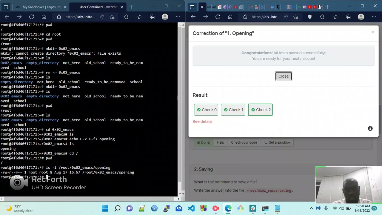 Command in Emacs on ALX projects