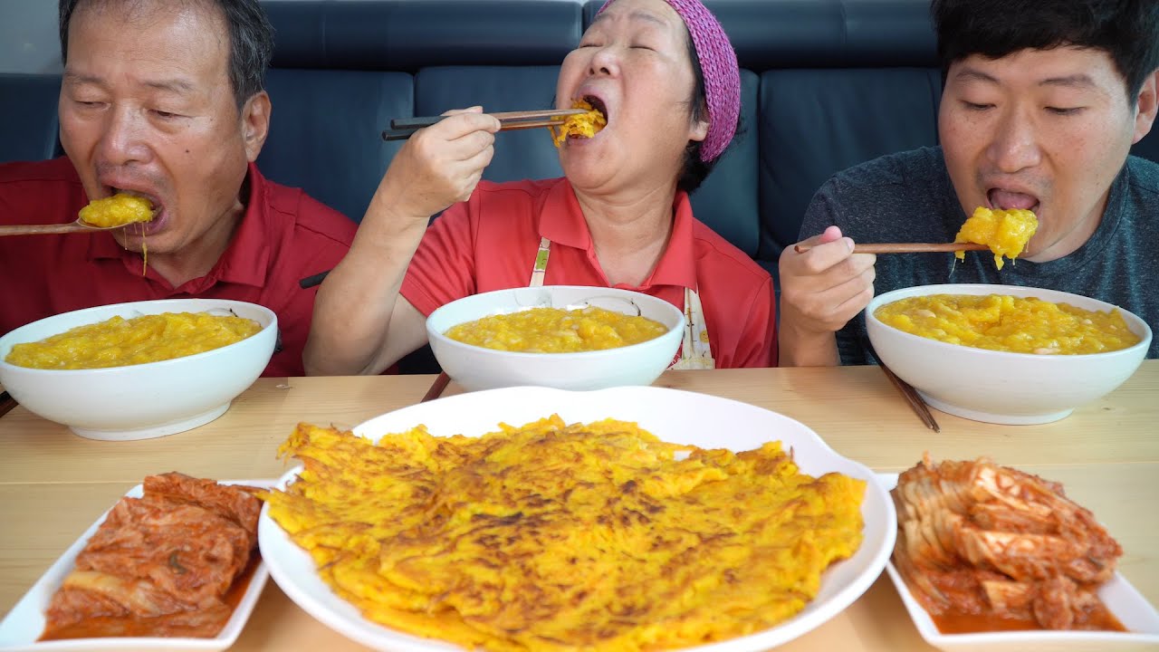 직접 캔 호박으로 만드는 호박죽과 호박전 먹방! (Pumpkin Porridge & Pumpkin Pancake) 요리&먹방!! - Mukbang eating show
