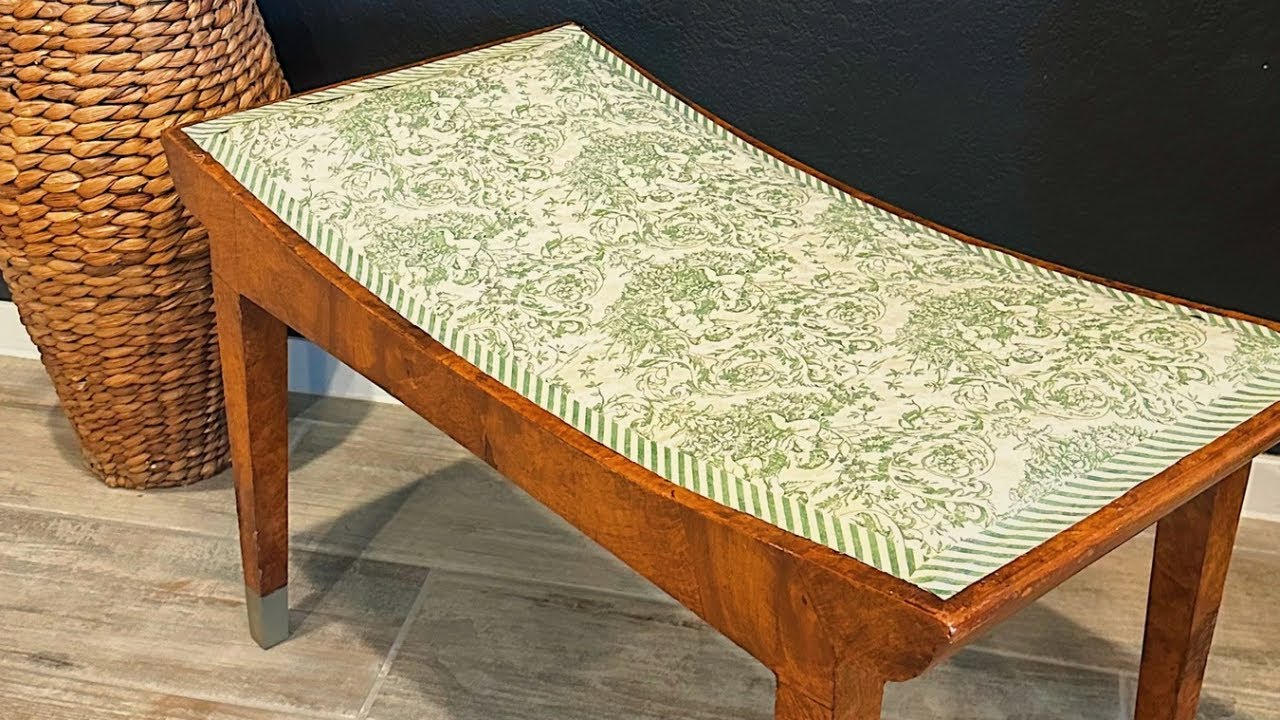 TRASHED Curtain Upcycle + Vintage Ottoman Flip