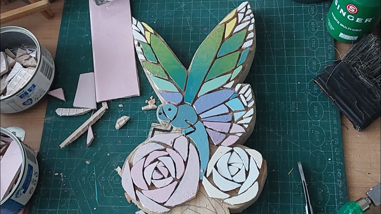 🌱 Aprendiendo MOSAICO 🧩 PROCESO CREATIVO Mariposa 6°Parte 🦋 #diy #tutorial #handmade  #mosaic