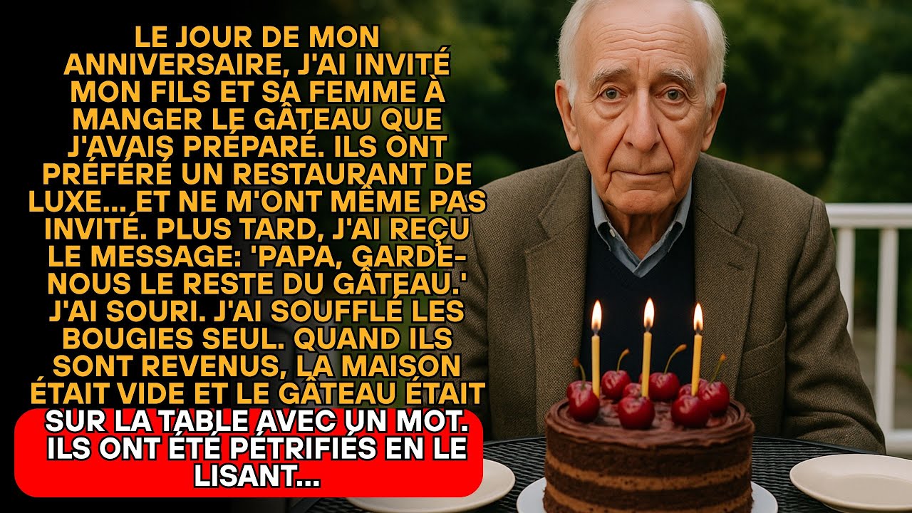 MON FILS M'A LAISSÉ SEUL À MON ANNIVERSAIRE.QUAND IL EST REVENU, IL A TROUVÉ UNE NOTE QUI L'A GLACÉ.