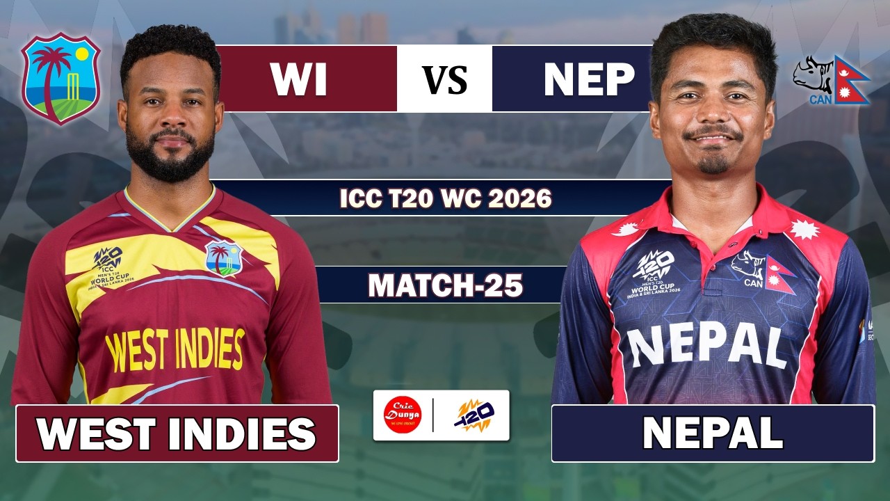 WEST INDIES vs NEPAL T20 WORLD CUP 25TH MATCH LIVE | WI vs NEP LIVE MATCH COMMENTARY