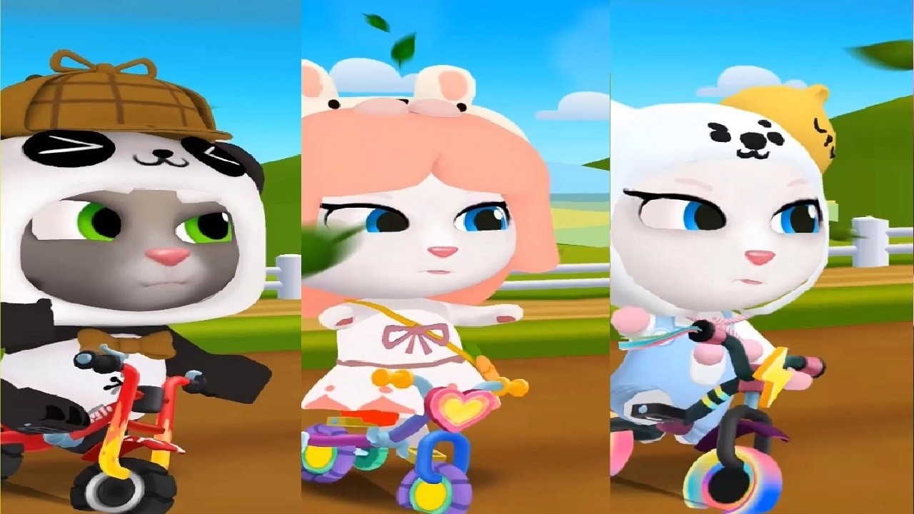 Talking Tom Gold Run Chinese Version VS Christmas Panda Tom Bunny Beauty Angela POLAR BEAR ANGELA