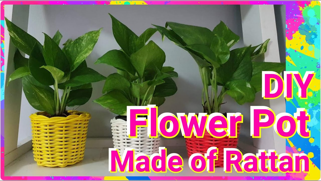 กระถางต้นไม้ขนาดเล็กทำด้วยหวาย DIY Indoor Flower Pot made of Rattan - Marjnetic Art