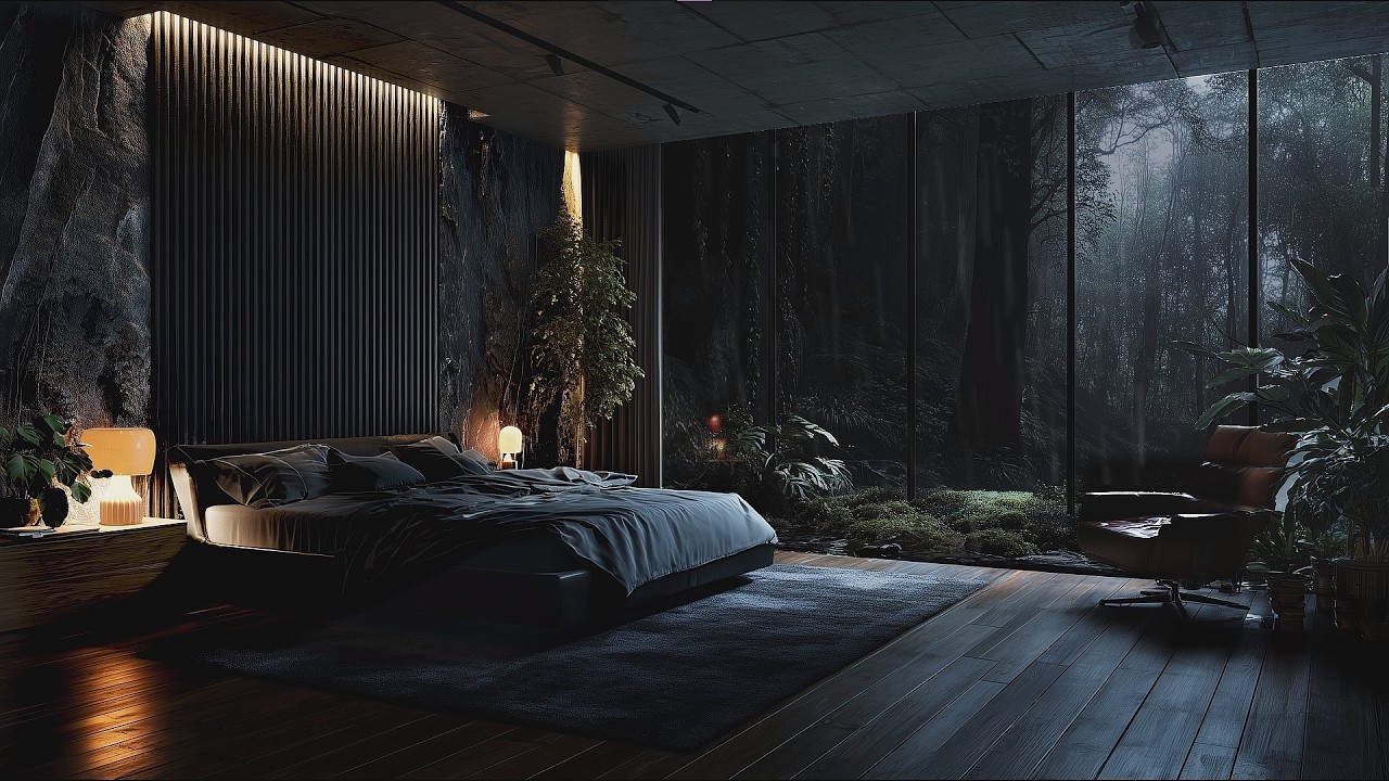 Cozy Forest Bedroom Heavy Rain 🌧️ Rain on Window Nature View | 10 Hours