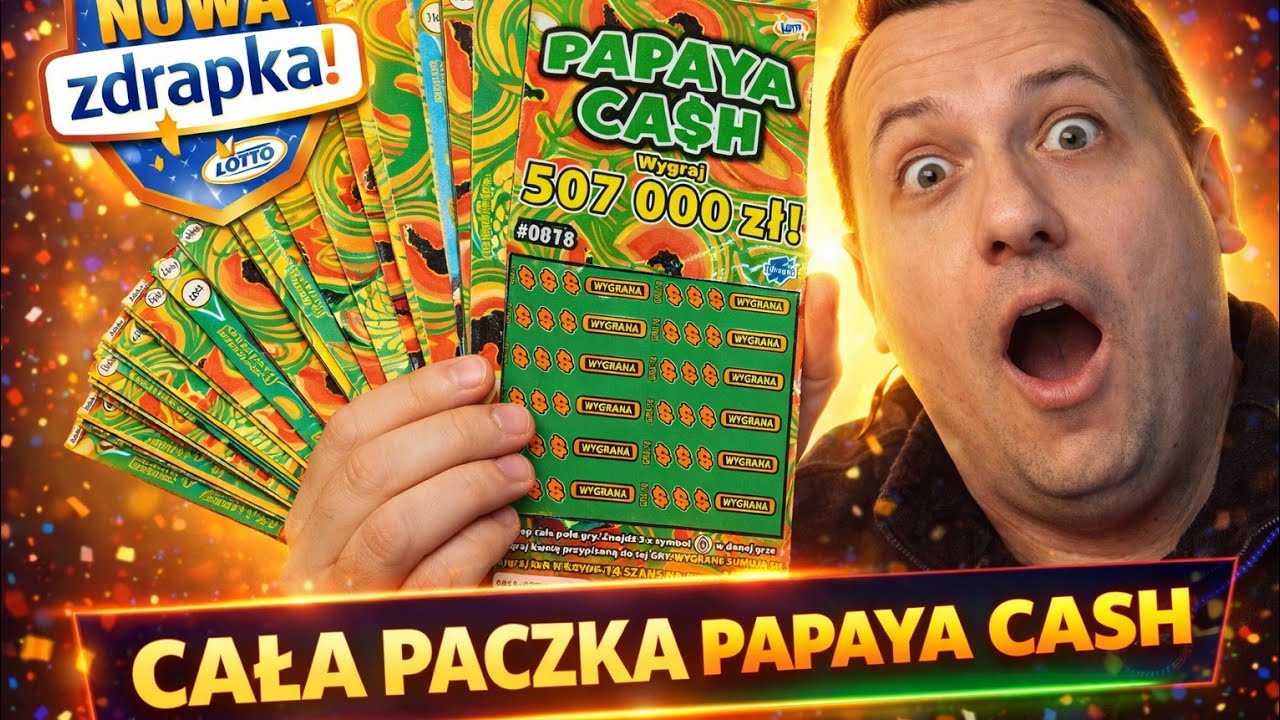 CAŁA PACZKA ZDRAPKI LOTTO PAPAYA CASH