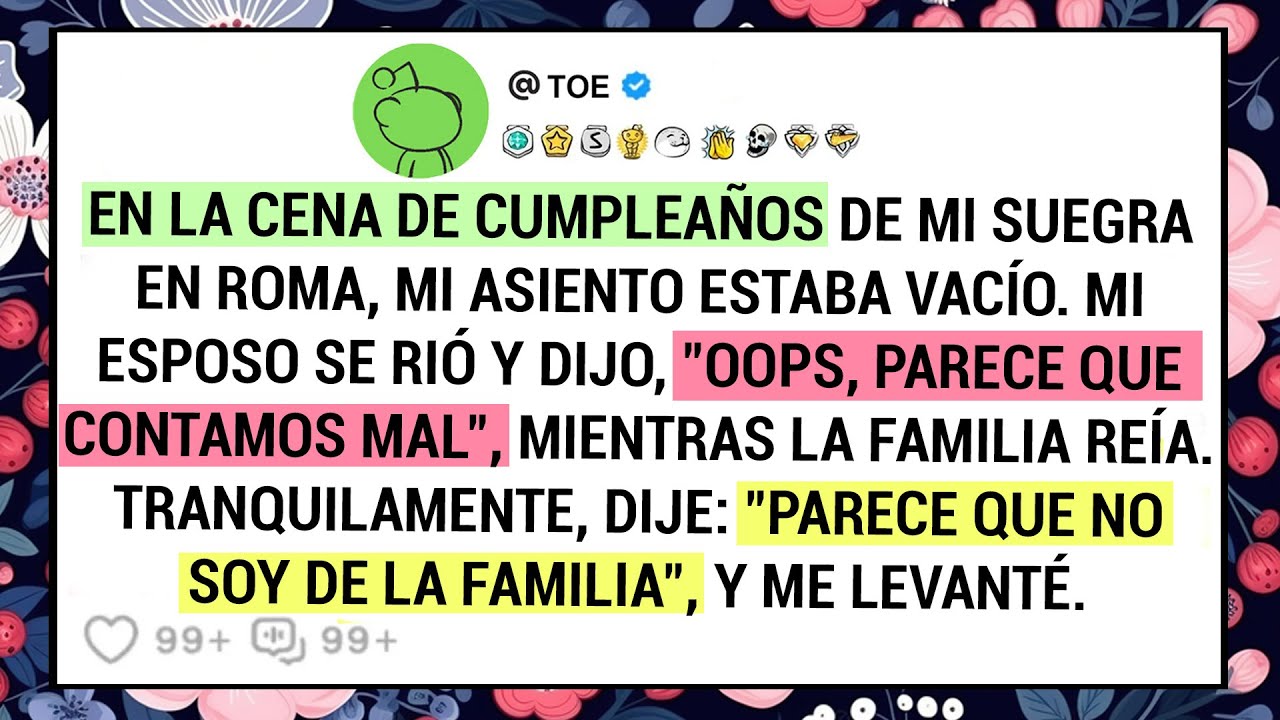 En La Cena De Cumpleaños De Mi Suegra En Roma, Mi Asiento Estaba Vacío. Mi Esposo Se Rió Y Dijo...