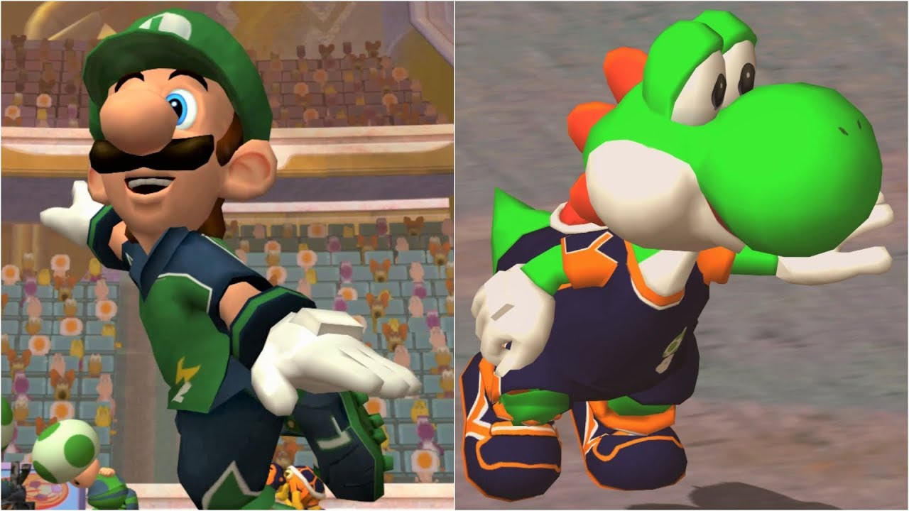 Super Mario Strikers - Luigi vs Yoshi - GameCube Gameplay (4K60fps)