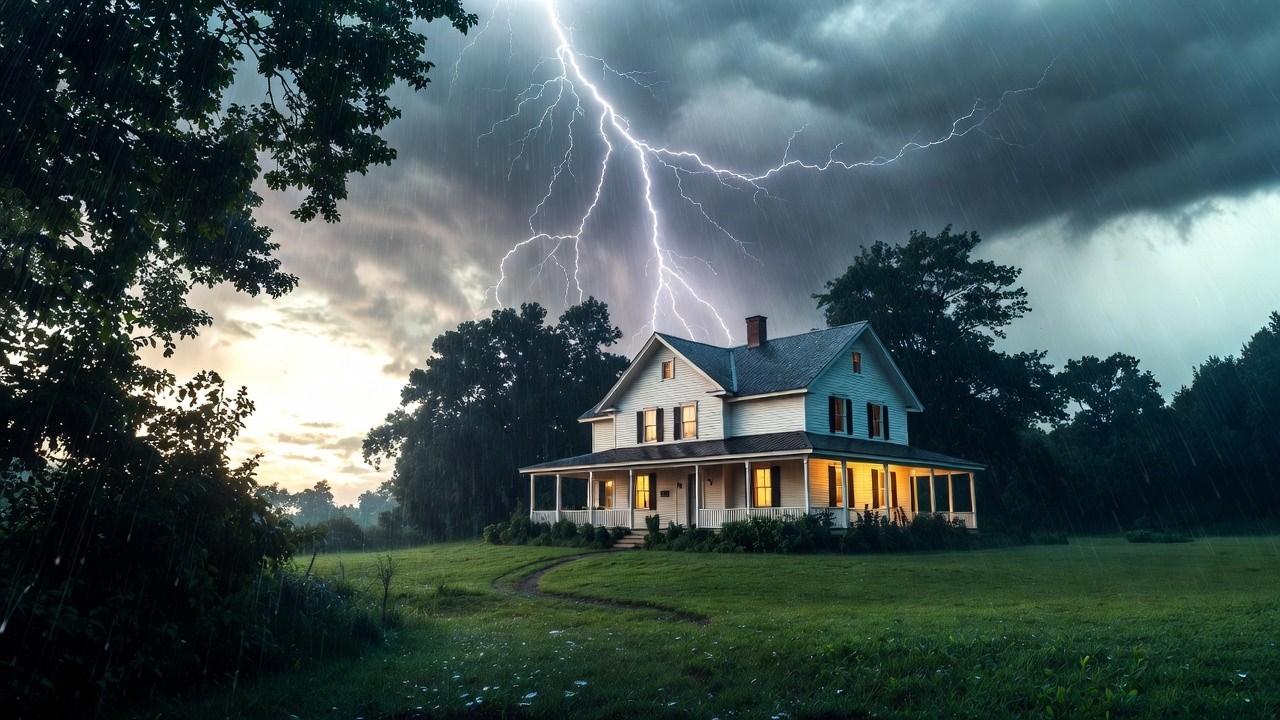 Lightning Storm Night | Heavy Rain & Thunder | Black Screen Sleep (1 Hour)