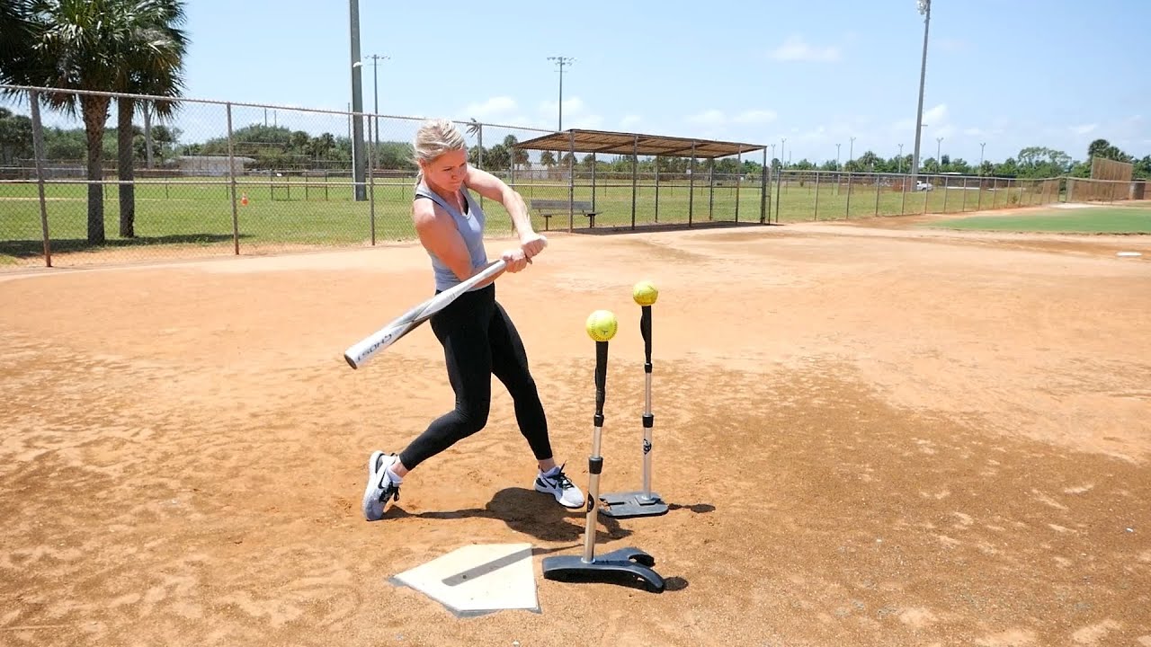 Two Tee Extension Drill with Megan Rembielak using a Tanner Tee | Softball Hitting Drills
