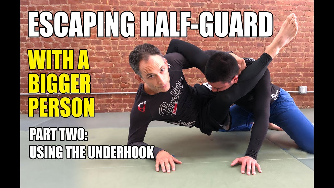 Half-Guard Escape (BJJ/Jiu-Jitsu) With a BIGGER Person: PART TWO - Underhook into Triangle