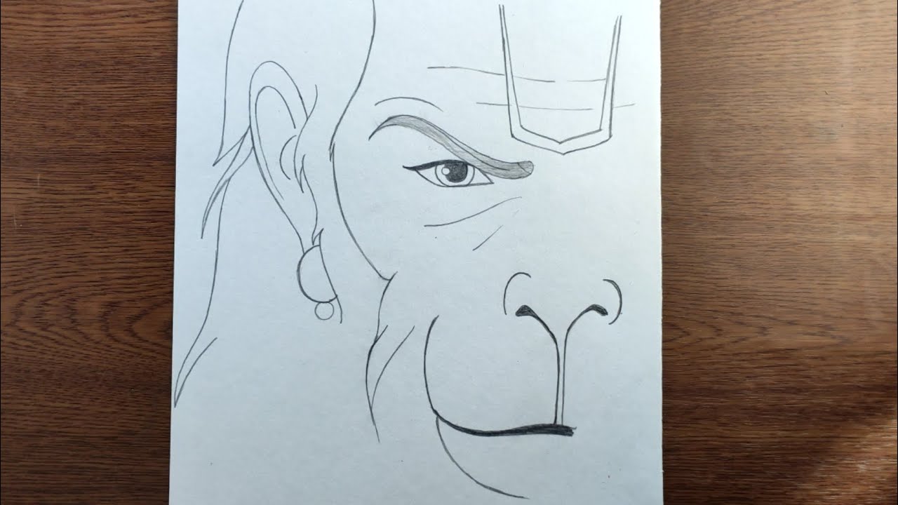 Angry avatar hanuman ji face pencil drawing | gods Bajrangbali draw step by step 