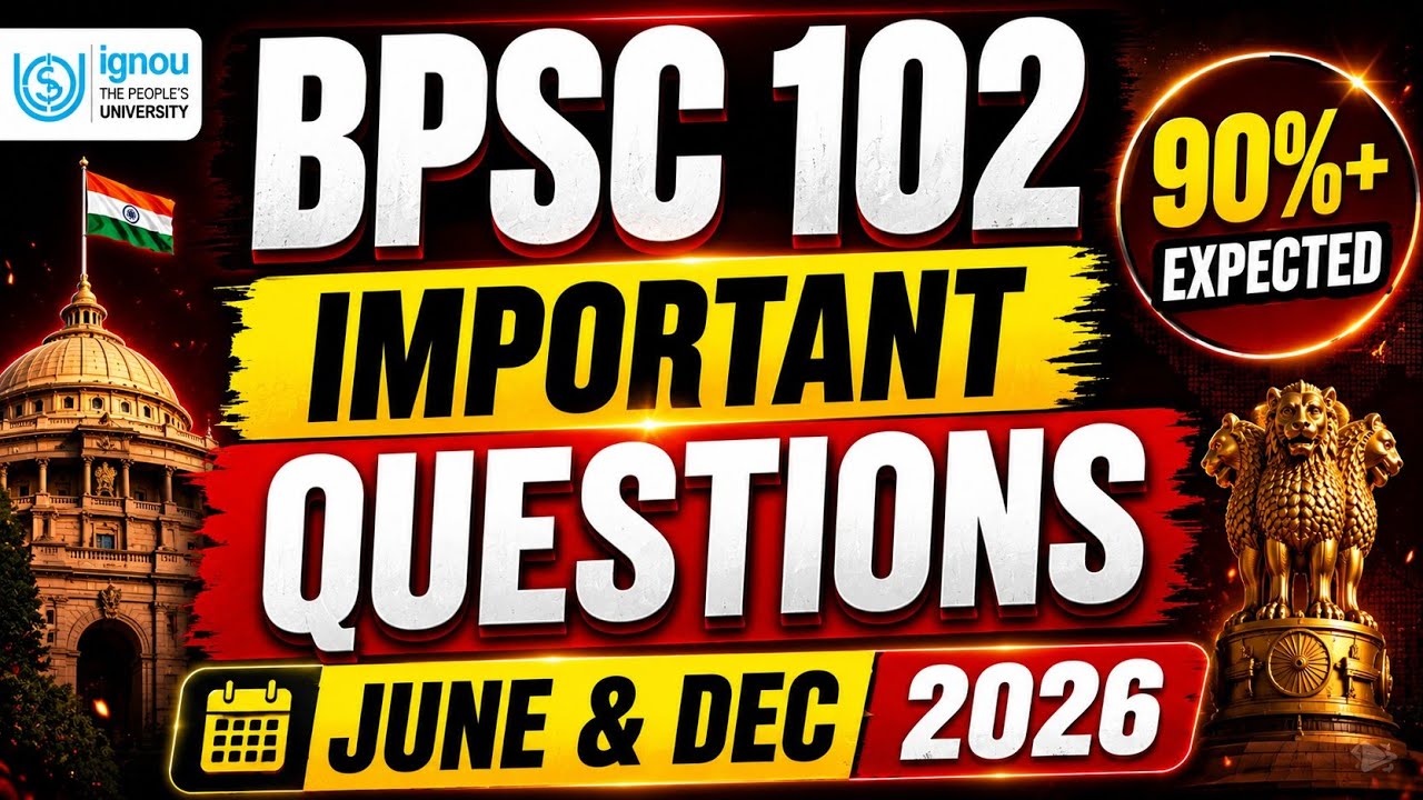 BPSC 102 Important Questions 2026 | IGNOU BPSC 102 Important Questions in hindi 2026 | #ignou #exam