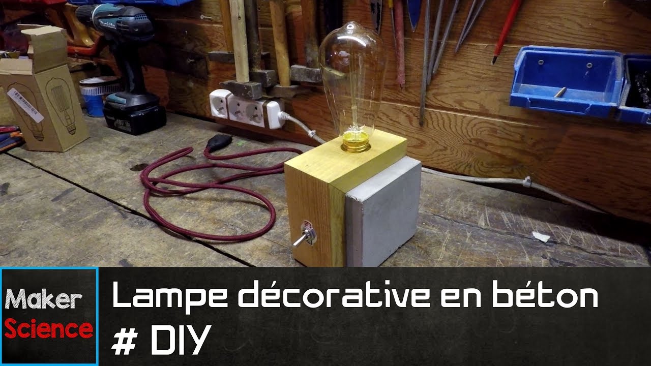 #DIY Lampe décorative en béton et bois - (modèle N°1)