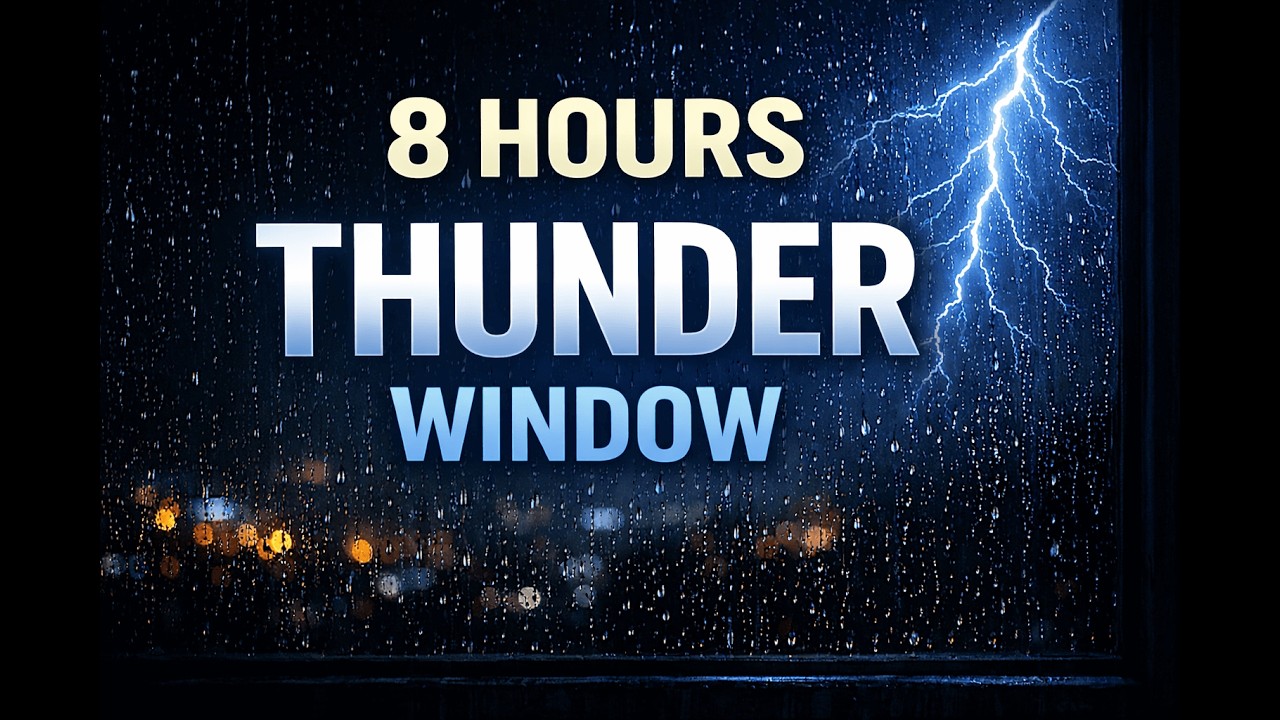 8 Hours Thunder on Window | Rain & Storm Sounds for Deep Sleep (Black Screen)