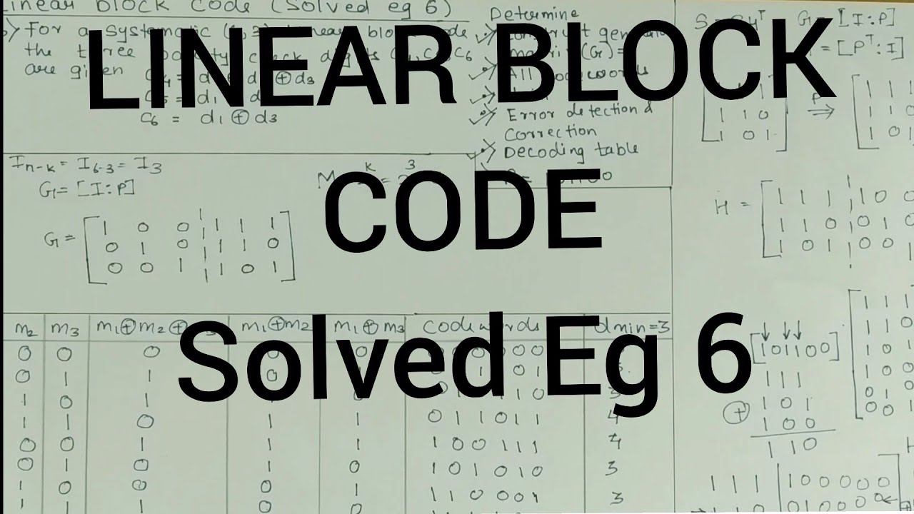 Linear Block Coding (Solved Example 6)