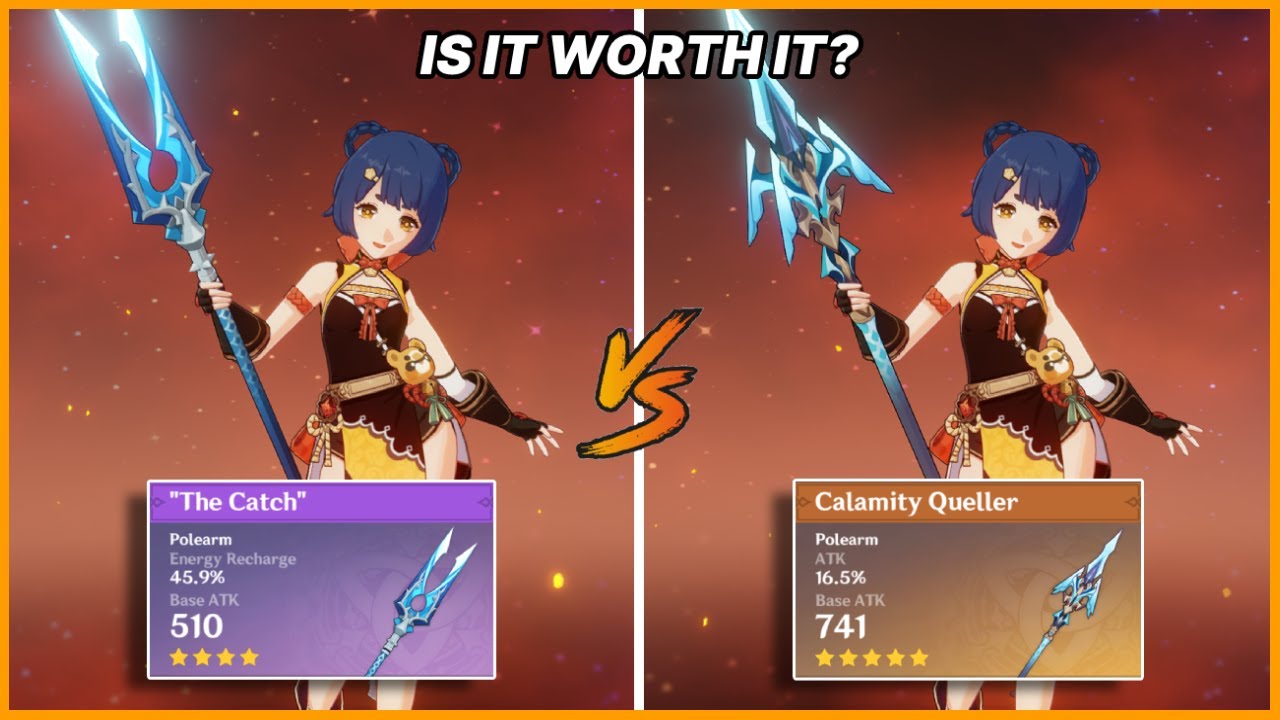 Xiangling Weapon Comparison: The Catch (R5) vs Calamity Queller (R1) | Genshin Impact