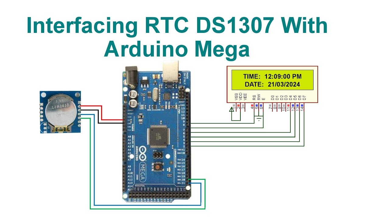Interfacing RTC DS1307 With Arduino Mega With Code and Circuit || Proteus Simulation