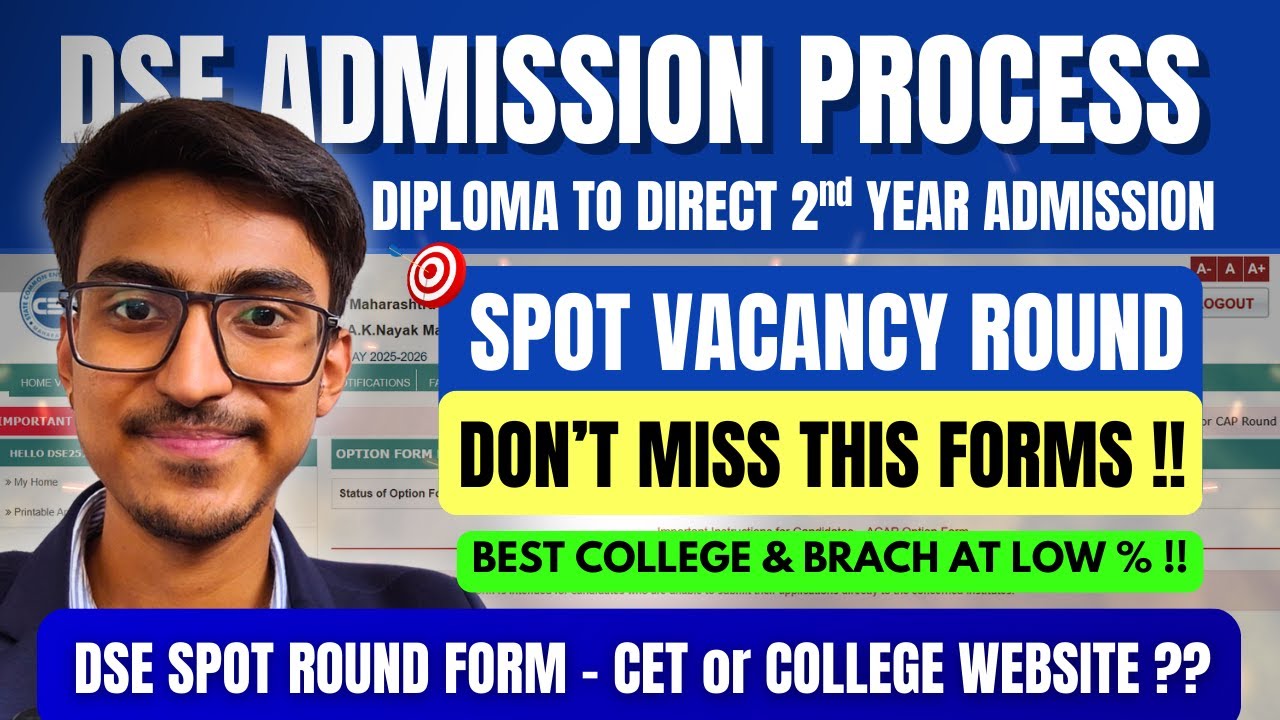 DSE SPOT ROUND CUTOFF ?? TOP COLLEGE AT % !! CET or Website ?? MHT CET DSE 2025