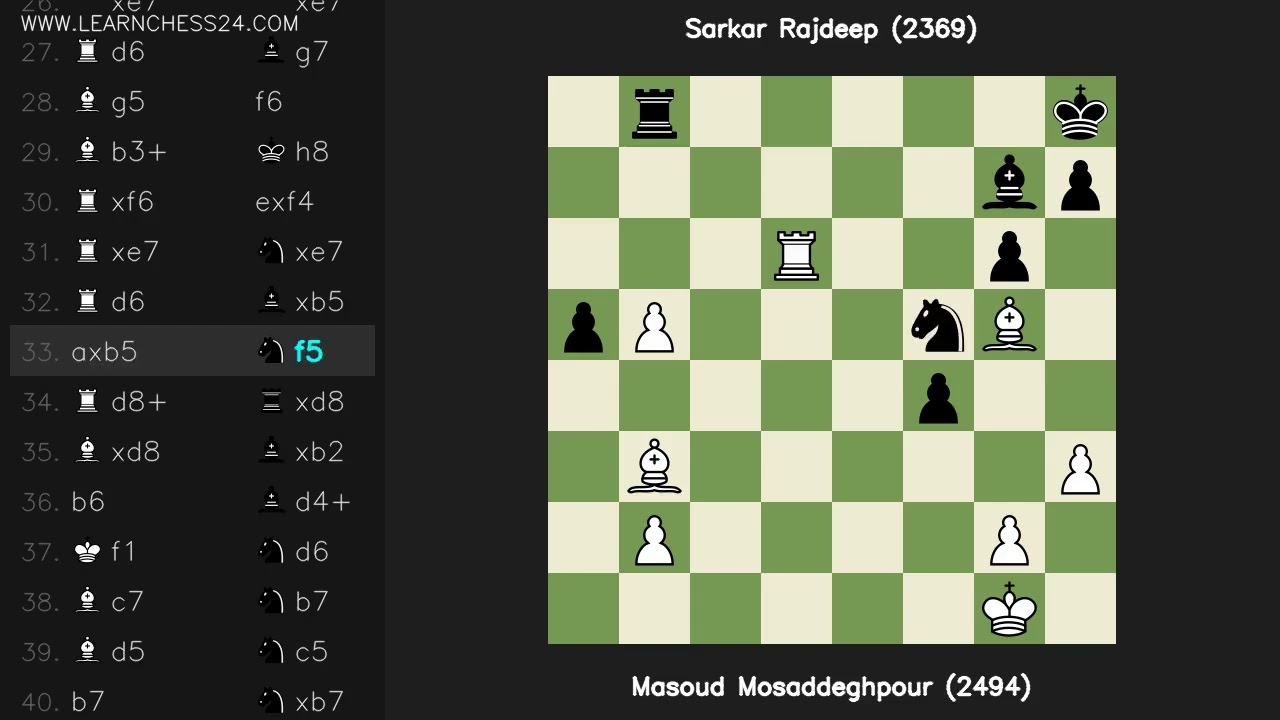 Испанская-партия-Зайцев: Masoud Mosaddeghpour (2494) vs Sarkar Rajdeep (2369)