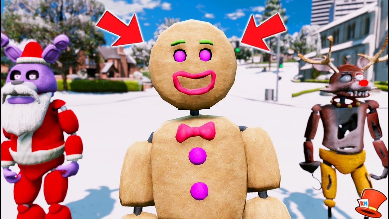 NEW FNAF GINGERBREAD MAN ANIMATRONIC! (GTA 5 Mods FNAF RedHatter)
