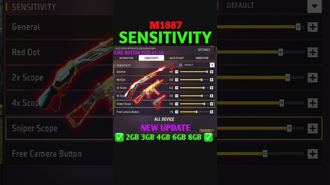 Free Fire Ob54 Update 4Gb Ram Auto Headshot Sensitivity Setting ⚙️| 200 Sensitivity Settings In 2026