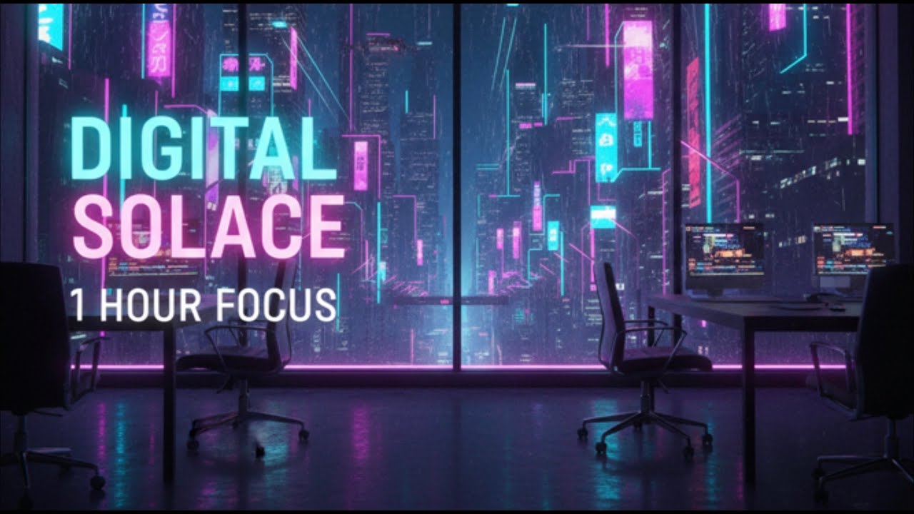 Background Music for Coding 💻 Digital Solace: 1 Hour Minimalist Cyberpunk Synthwave for Deep Focus