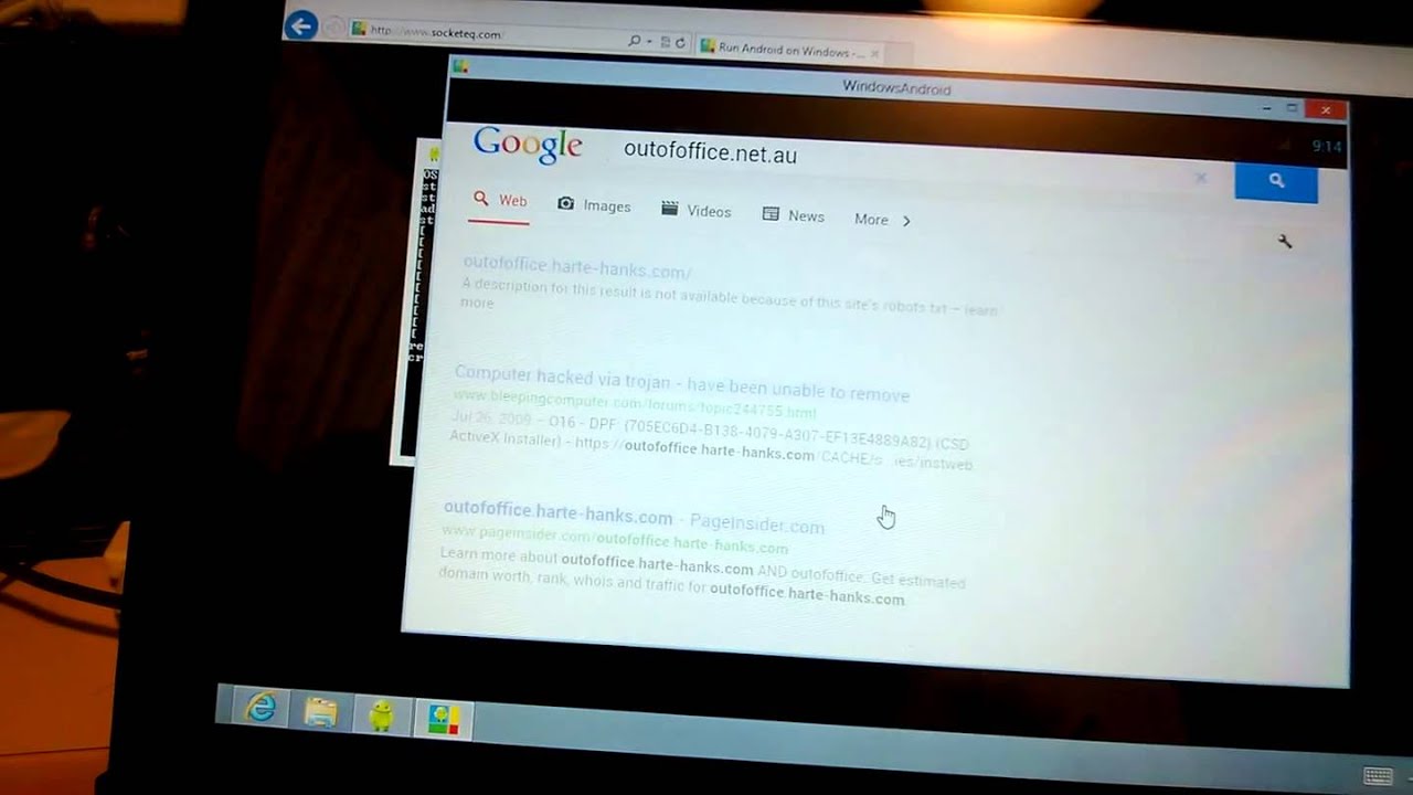 Android running on a Windows 8 tablet - no dual boot, just run as an application