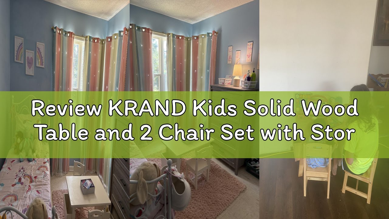 Review KRAND Kids Solid Wood Table and 2 Chair Set with Storage Desk and Chair Set for Children Todd