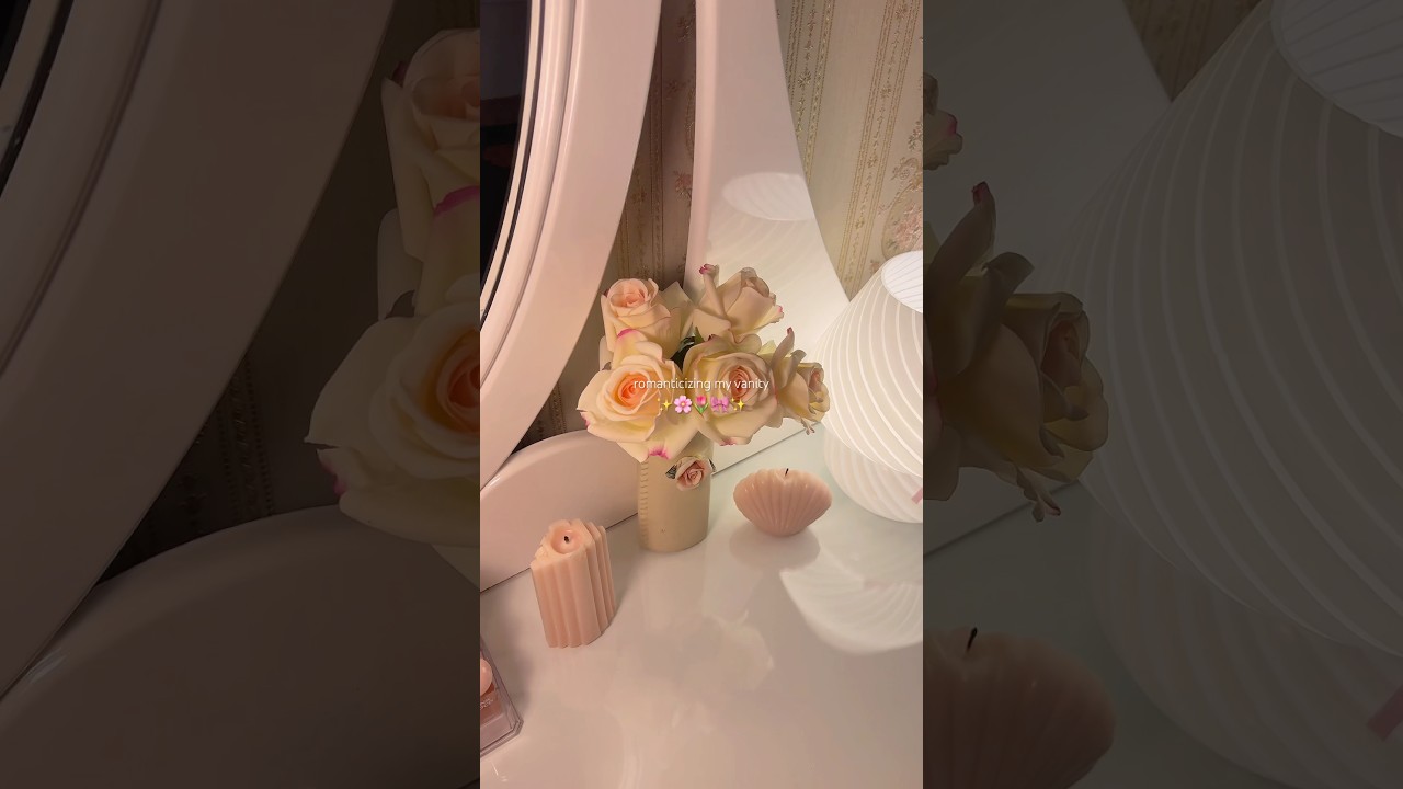 pretty pink roses for vanity decor 🌸🎀 #makeup #vanitymirror #roomdecor