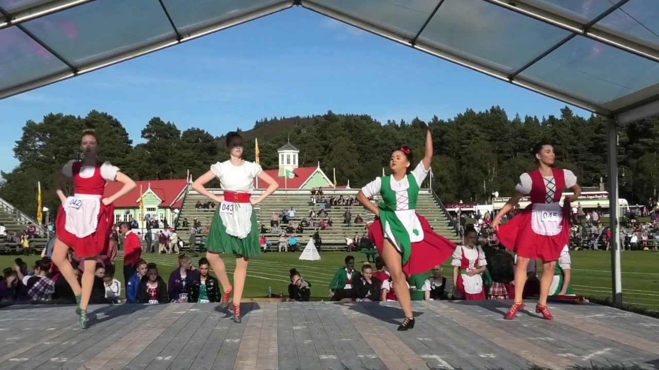 Competitors in the Irish Jig Scottish Highland Dance during the 2019 Braemar Gathering in Scotland