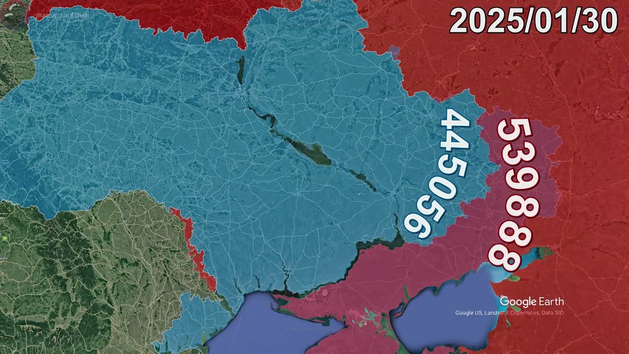 Russian Invasion of Ukraine: Every Day to July 2026 using Google Earth
