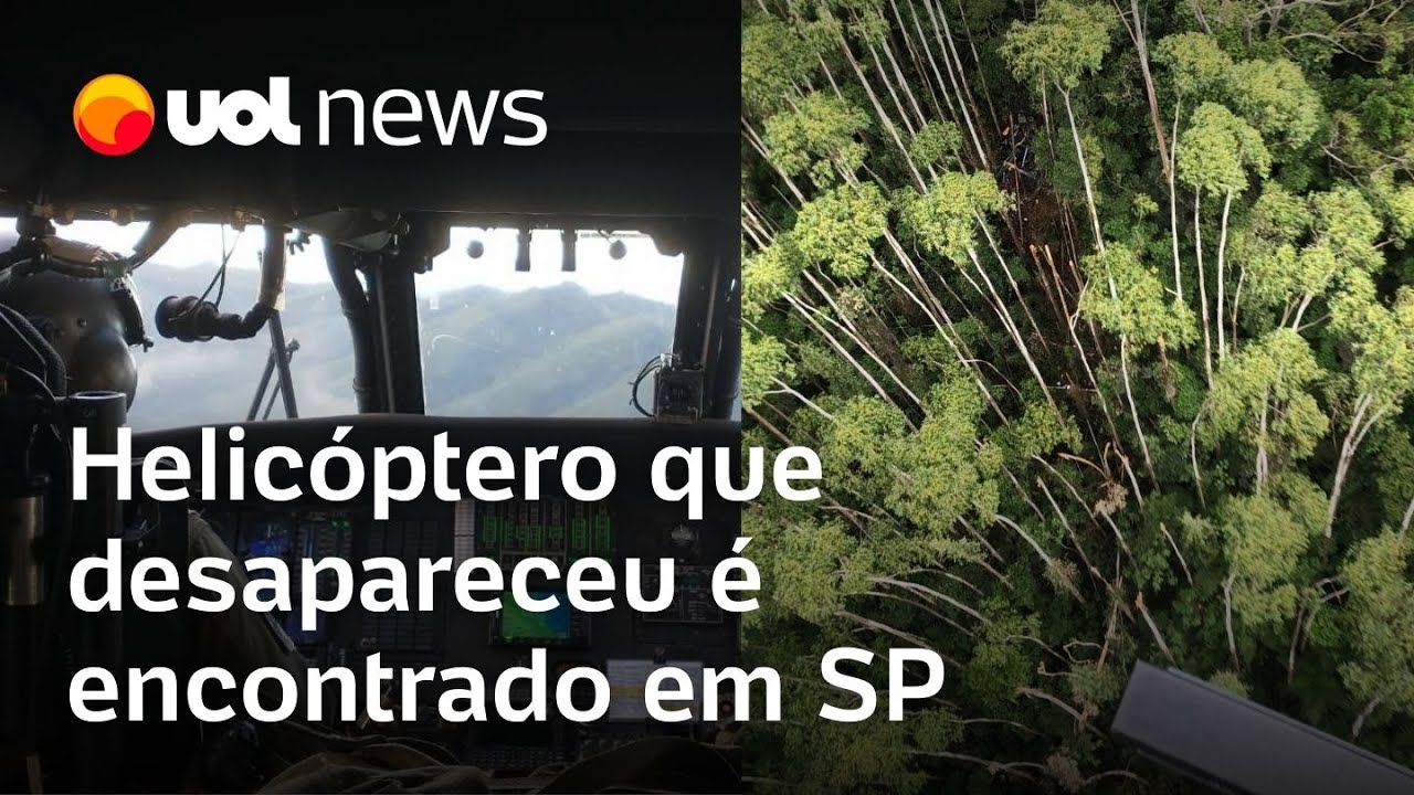 Helicóptero desaparecido é localizado em região de mata em Paraibuna em SP; veja destroços