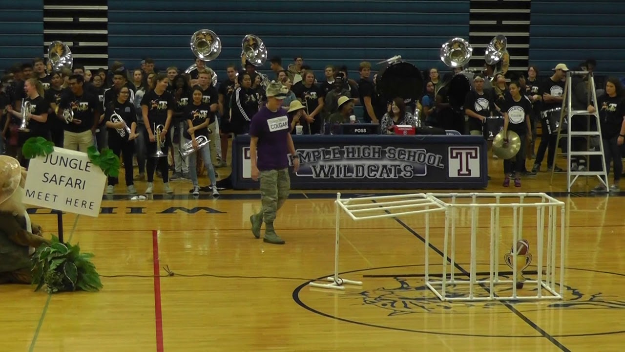 Temple High School Pep Rally Cage the Cougars Mascot Skit - 11/03/2017