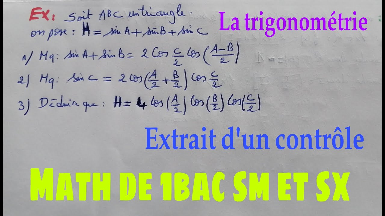 la trigonometrie.....math de 1bac sm et sx ......extrait dun controle