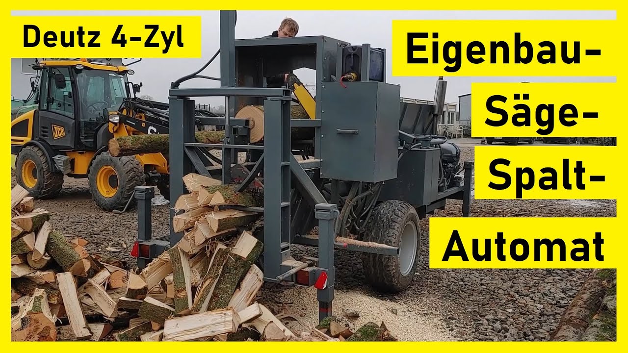 Eigenbau Säge-Spalt-Automat | Deutz F4L912 | Leistung ist vorhanden