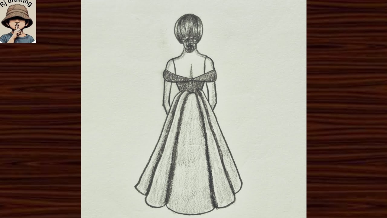 How to draw a easy Girl Backside Dress ||Pencil sketch for beainner|| Girl dress drawing | Sketch