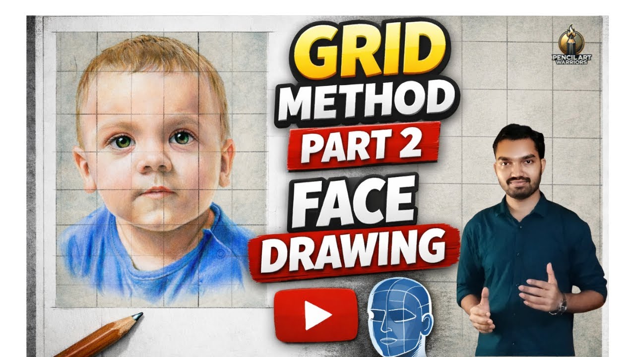 Struggling with Face Drawing? Try This Grid Method | Baby Face | Part 2   ഇനി തെറ്റാതെ മുഖം വരക്കാം