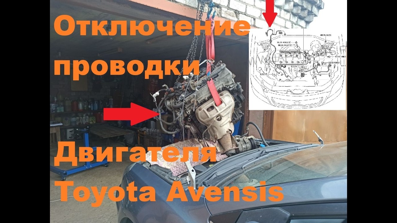 Toyota Avensis. Отсоединение проводки двигателя 1ZZ-FE от блока управления двигателем