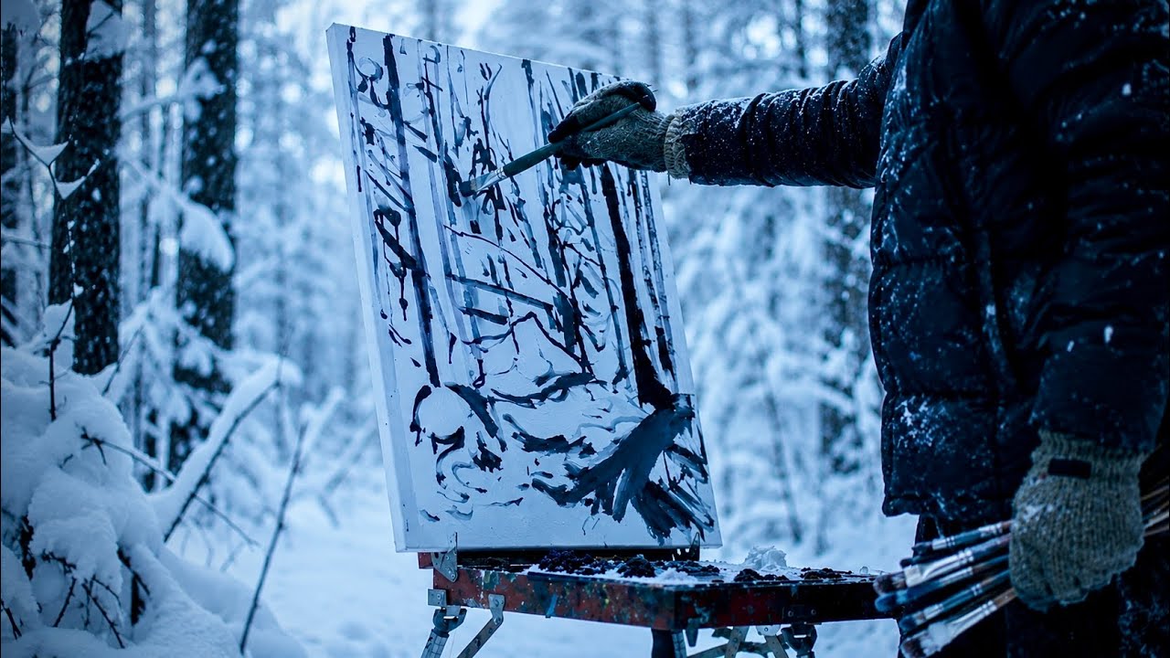 Plein Air Painting in Deep Snow | No Talking, Nature Sounds