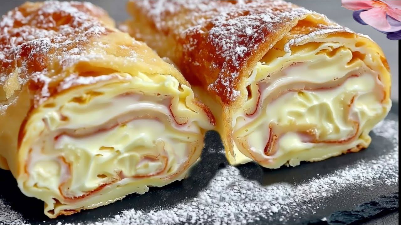 Самый быстрый рулет с ванильным кремом — нежный, вкусный и всегда удачный