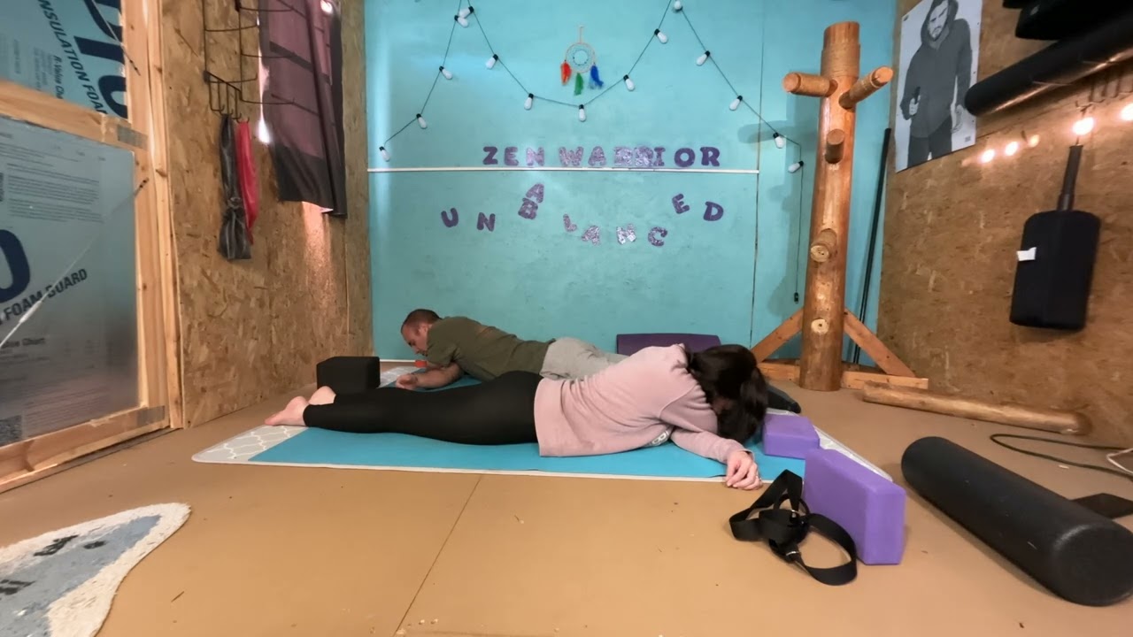 Yin Yoga Cat Pulling its Tail Back and Shoulder Opening