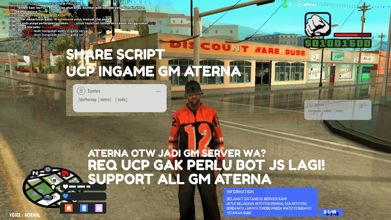 SHARE SCRIPT UCP INGAME GM ATERNA SUPPORT ALL GM ATERNA GAK PERLU BOT JS LAGI!