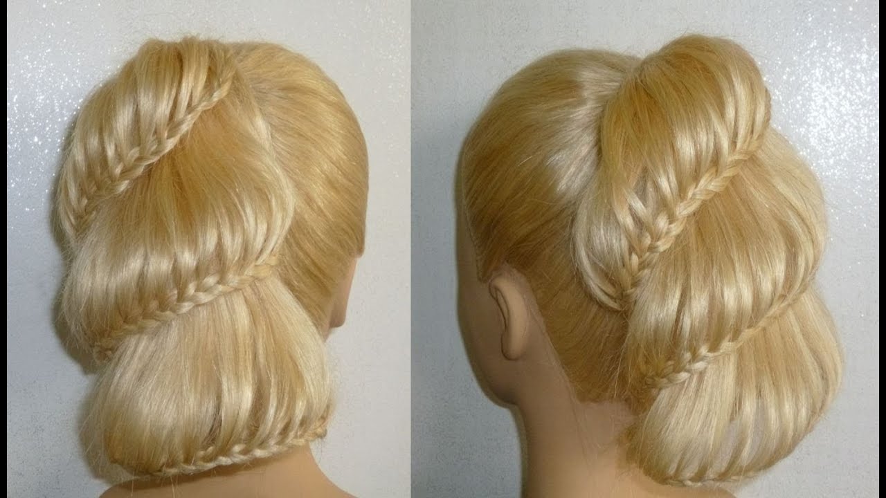 Frisuren.Flechtfrisuren.Ausgehfrisur/Abiballfrisur.High Bun Braid Updo Prom Hairstyles.Peinados