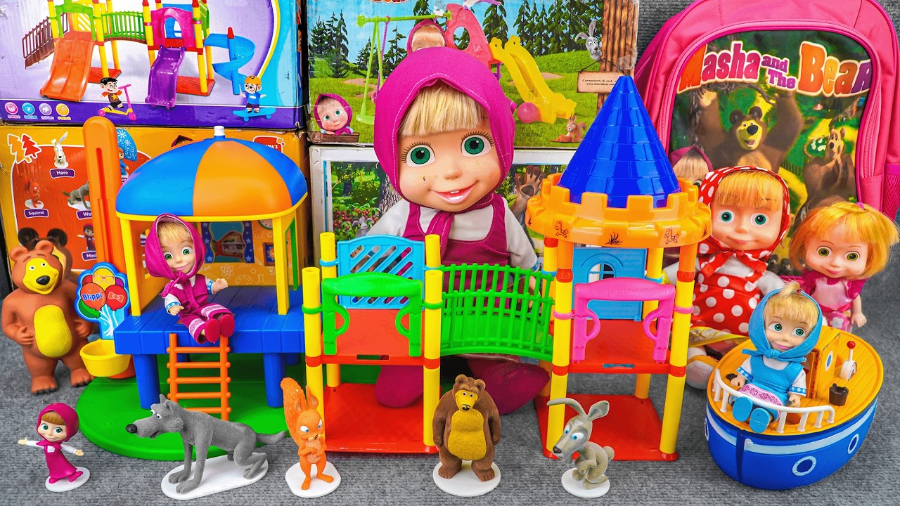 95 Minutes of Satisfying ASMR Unboxing | Cute & Fun Masha and The Bear Playground Playset 😉