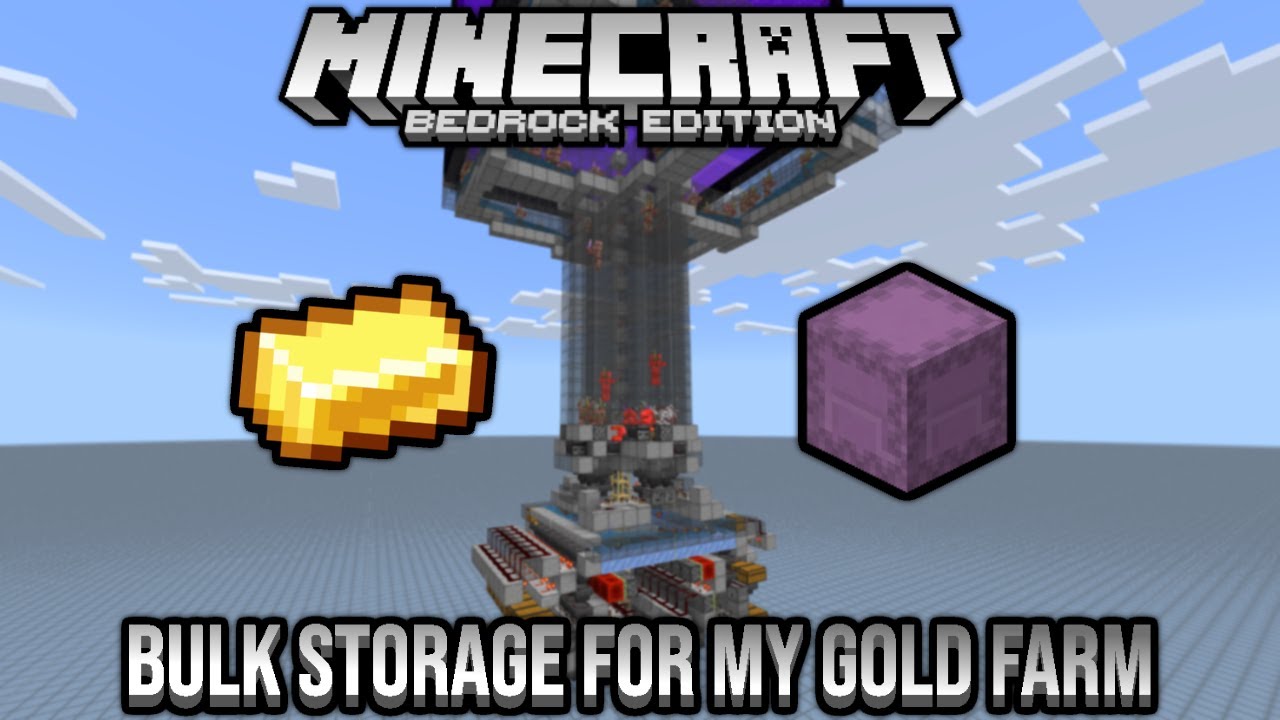Bulk Storage For My Gold & XP Farm Minecraft Bedrock Tutorial 1.16